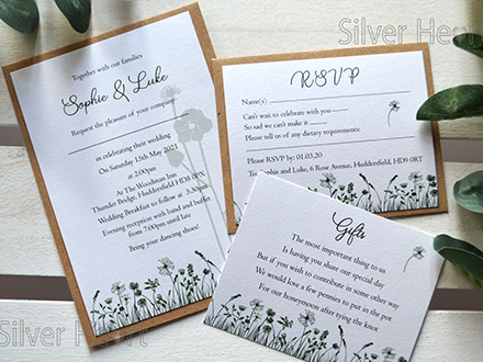 Wild meadow Invitation without satin bow